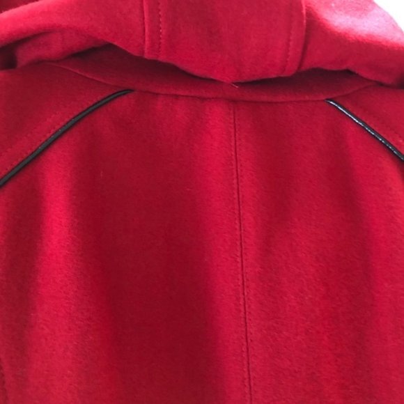 GUESS L NEW RED TOGGLE WOOL BLEND PEACOAT NWOT women's holiday Christmas cold - Picture 8 of 12